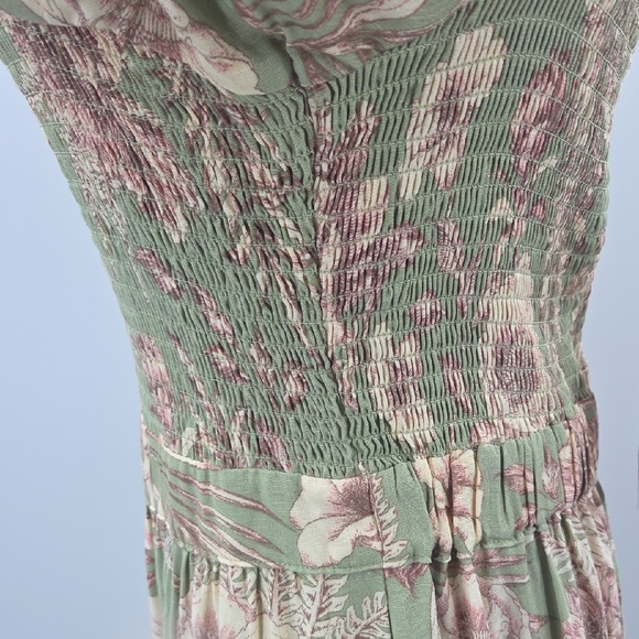 Aguabendita Green and Brown Floral Midi Dress With Pockets NWT - Picture 12 of 16
